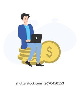 Ilustración vectorial de éxito financiero que puede editar o modificar fácilmente
