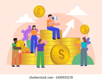 Financial success, wealth. Savings, income growth. Poster for social media, web page, banner, presentation. Flat design vector illustration