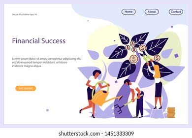 Financial Success Website template for design ui ux and mobile website development, business presentation. Business strategy, analytics and brainstorming landing page. Flat Art Vector illustration