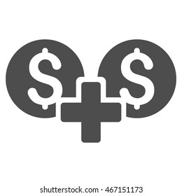 Financial Sum icon. Vector style is flat iconic symbol with rounded angles, gray color, white background.
