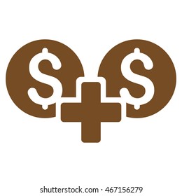 Financial Sum icon. Vector style is flat iconic symbol with rounded angles, brown color, white background.