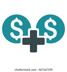 Financial Sum icon. Vector style is bicolor flat iconic symbol with rounded angles, soft blue colors, white background.