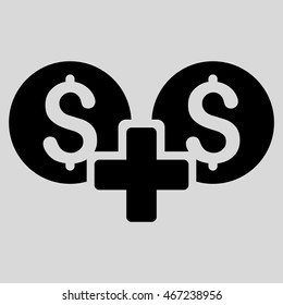 Financial Sum icon. Vector style is flat iconic symbol with rounded angles, black color, light gray background.