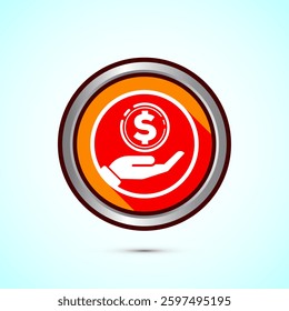 Financial support graphic with hand and dollar symbol representing investment opportunities and monetary assistance