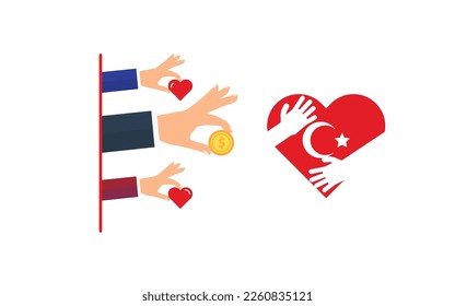 Financial support to turkey disaster vector design. presentation. earthquake. funding. investment. aid. love. turkey flag