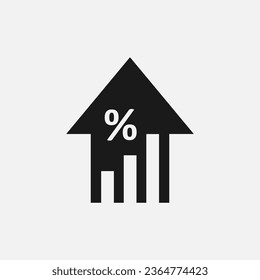 Up financial symbol icon. Up level or high profit symbol icon vector 