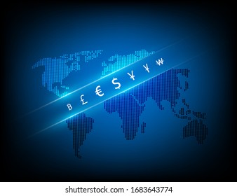 Financial symbols and currency exchange