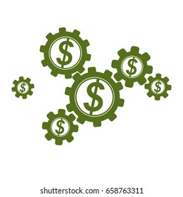 Financial System Conceptual Logo, Unique Vector Symbol. Dollar Signs, Circulation Of Money.