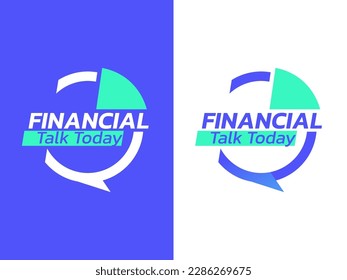Financial talk logo vector, Modern style logo, Business podcast logo icon vector on blue and white background.