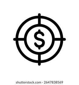 Objetivo financeiro com vista a um sucesso lucrativo. Ilustração de símbolo de ícone