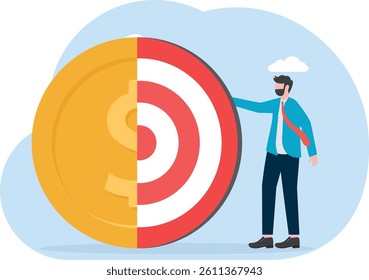 Financial target, bargain value or growth stocks selection investment make profit, reach savings and debt payment goal concept,


