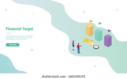 financial target choice decision for website template or landing homepage with isometric style - vector