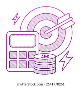 Concepto de destino financiero con el estilo de doodle de esquema dibujado a mano