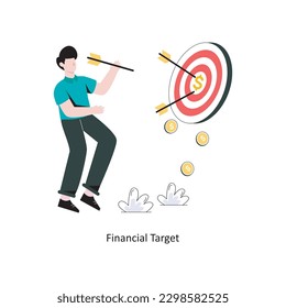 Ilustración del vector de diseño de estilo plano de destino financiero. Ilustración de acciones