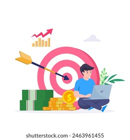 Financial target goal concept vector flat illustration,