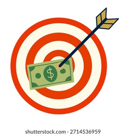 Financial target icon in cozy flat style for goal planning and money management concepts. Perfect for budgeting apps and financial strategy visuals.