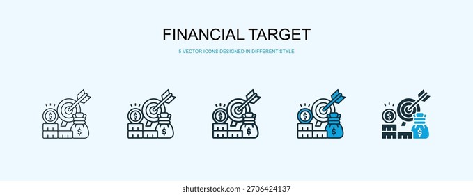 Financial Target Icon Different Style Vector Illustration