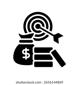 Financial Target Icon Glyph Vector Illustration