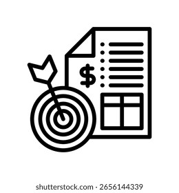 Ilustración vectorial de línea de ícono de objetivo financiero