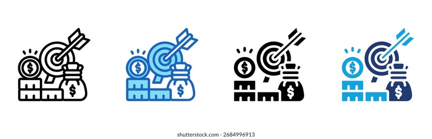 Icono de Financial Target Ilustración vectorial de varios estilos