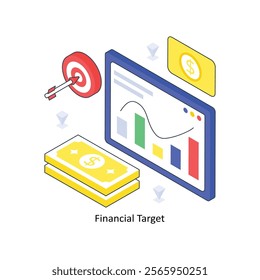 Financial Target isometric Colored illustration. EPS File stock illustration