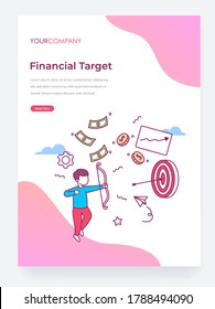 El concepto de ilustración vectorial plana de gestión de destino financiero se puede usar para página de inicio, ui, web, tarjeta de introducción de aplicaciones, editorial, volante y banner.