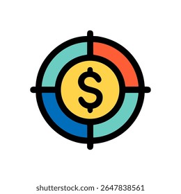 Dinheiro Do Objetivo Financeiro Dentro Do Âmbito. Ilustração de símbolo de ícone