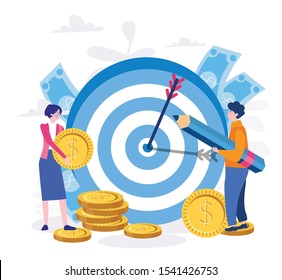 Financial target, Report of success Vector illustration for web, print, presentation.