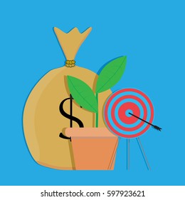 Financial target vector. Bull eye darts, financial goal in business, strategy investment illustration