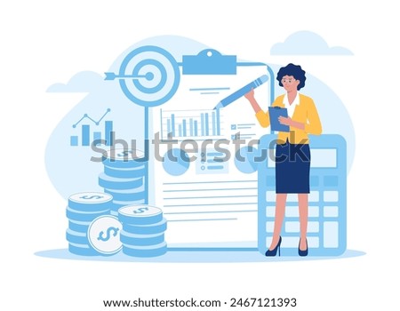 Financial targeting notes trending concept flat illustration