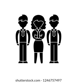 Financial team black icon, vector sign on isolated background. Financial team concept symbol, illustration 