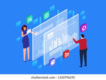Financial team doing market data research and analysis