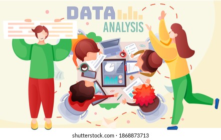 Financial team doing market data research and analysis. Diverse businessmen work, share ideas, represent, communicate, discuss, at the negotiating table with presentation of the marketing plan