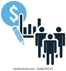 Financial team icon vector for group management, investment planning, and economic collaboration. Ideal for business support, accounting, and finance department visuals.
