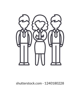 Financial team line icon concept. Financial team vector linear illustration, symbol, sign