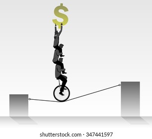 Financial Team Work-Abstract financial concept, three men crossing over the graph