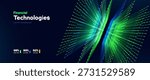 Financial Technology Background With Flowing Green Data Lines Symbolizing Fintech Innovation, Big Data, And Digital Stack Systems For Data Visualisation. Financial Technologies. Vector Illustration.