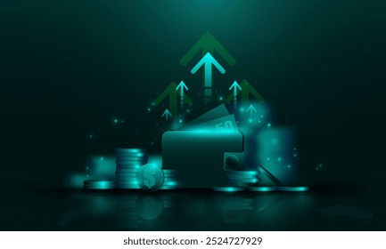 Imagen de antecedentes de la tecnología financiera, aumento del tipo de cambio