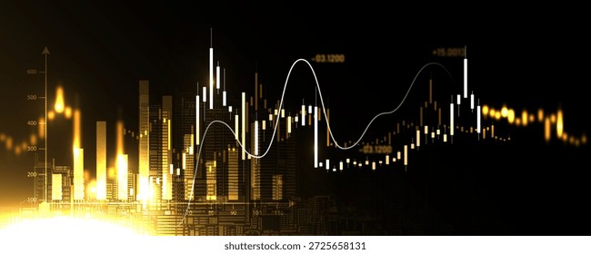 Imagem de fundo da tecnologia financeira, análise de dados de mercado, negociação de ações