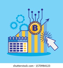 financial technology with bitcoin icon vector illustration design
