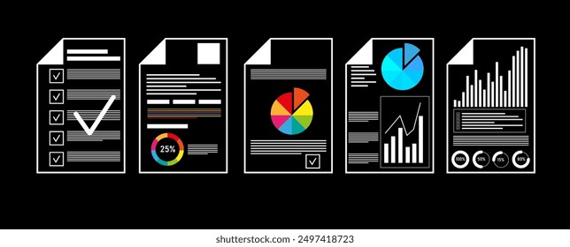 Financial technology and business analysis background. Virtual big data science illustration. Vector art.