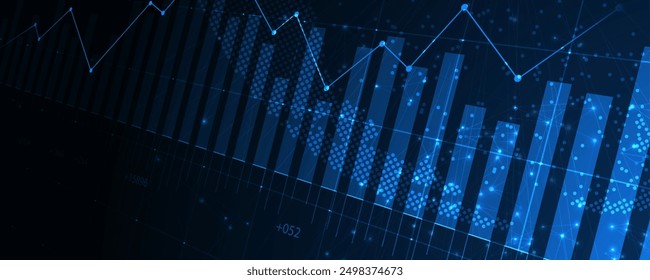 Financial technology and business analysis background. Virtual big data science illustration. Vector art.