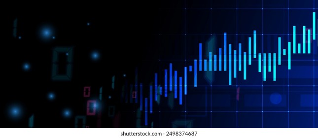 Tecnología financiera y antecedentes de análisis de negocios. Ilustración de ciencia de big data virtual. Arte vectorial.