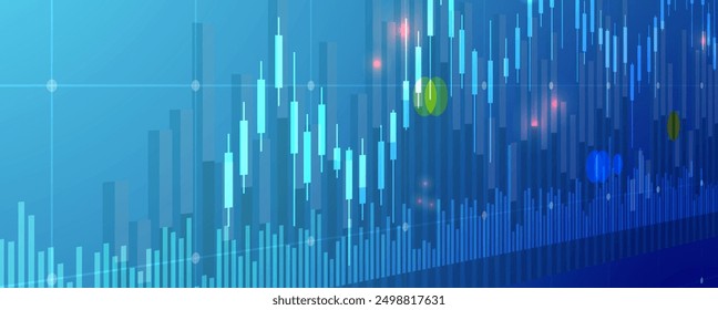 Financial technology and business analysis background. Virtual big data science illustration. Vector art.