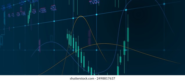Financial technology and business analysis background. Virtual big data science illustration. Vector art.