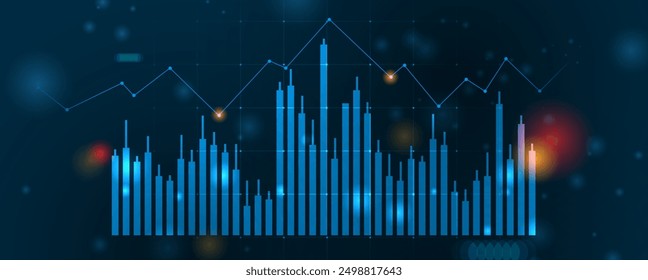 Financial technology and business analysis background. Virtual big data science illustration. Vector art.