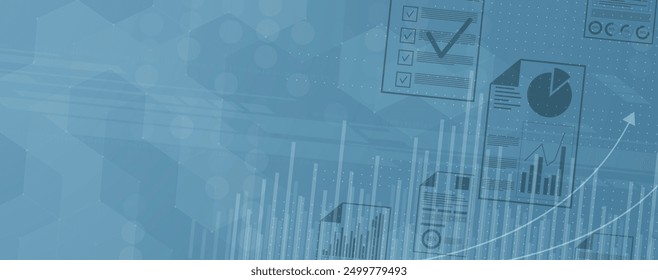 Financial technology and business analysis background. Virtual big data science illustration. Vector art.