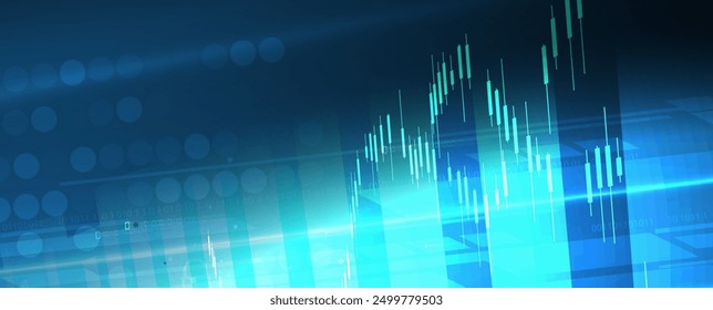 Financial technology and business analysis background. Virtual big data science illustration. Vector art.