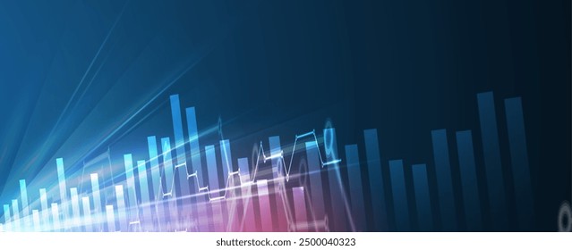 Financial technology and business analysis background. Virtual big data science illustration. Vector art.