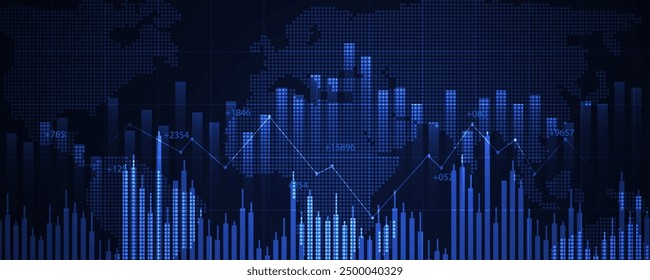 Financial technology and business analysis background. Virtual big data science illustration. Vector art.